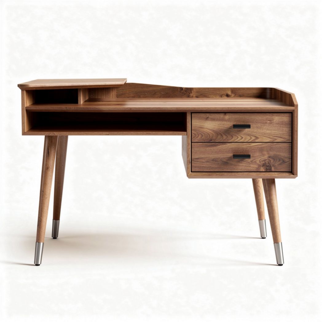 Houten bureautafel met lades en open opbergvak 120 x 60 x 75cm bruin