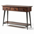 Console tafel van hout met 3 lades en metalen onderstel 100 x 30 x 75cm