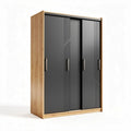 Kast met zwarte deuren en houten frame afmetingen 80 x 40 x 180cm