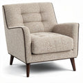 Stoel met schuimvulling van beige stof en houten poten 70 x 80 x 85cm