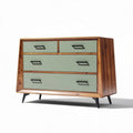 Houten kast met groene lades afmetingen 90 x 45 x 75cm