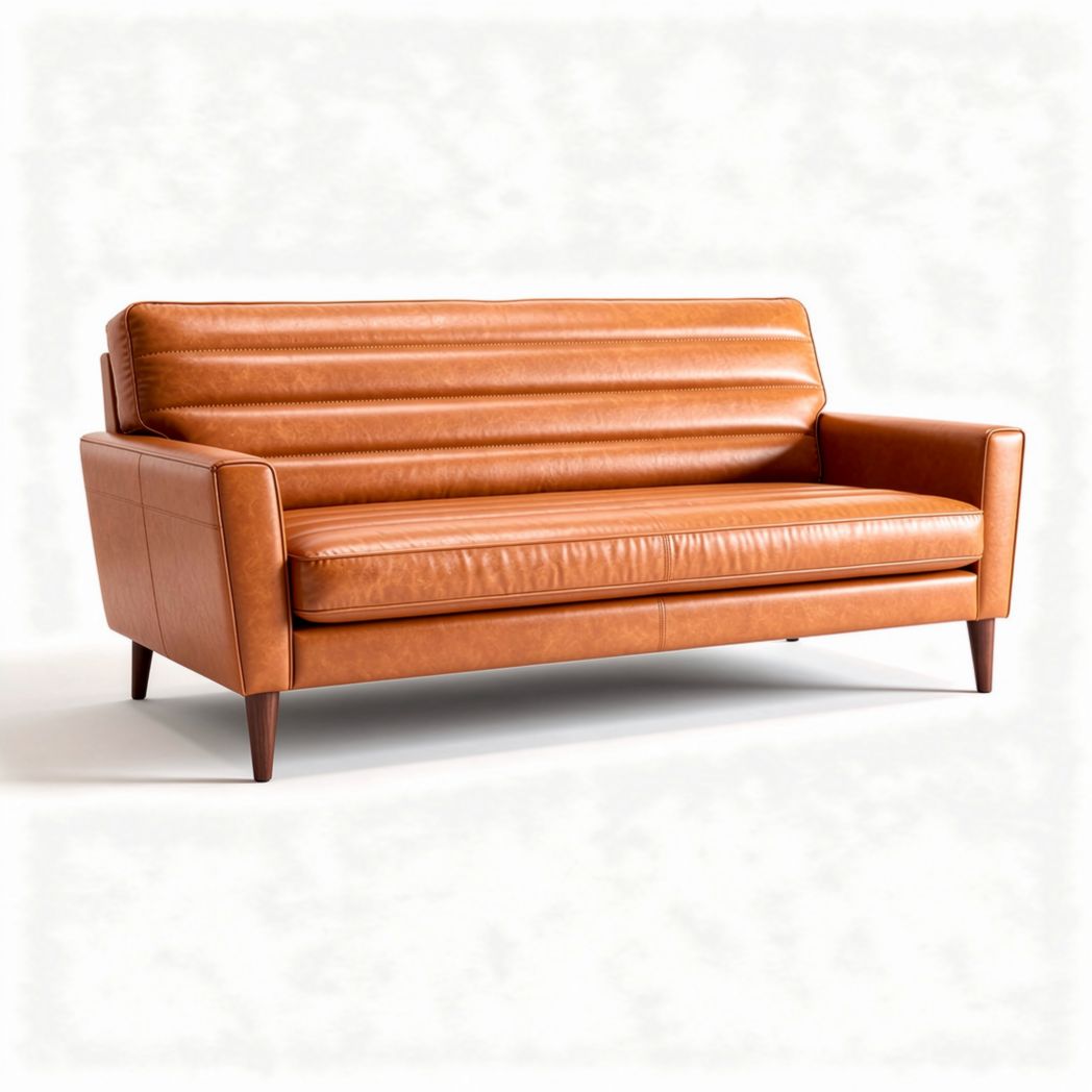 Leren bank in bruin met afmetingen 190 x 80 x 75cm voor woonkamergebruik