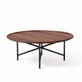 Ronde salontafel van hout met metalen onderstel en afmetingen 100 x 100 x 40cm