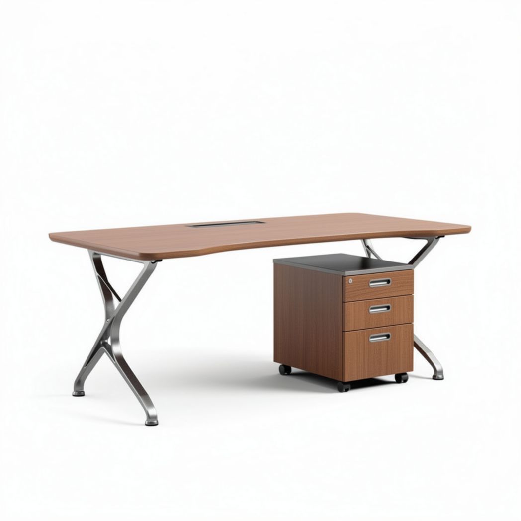 Bureau van hout en metaal met drie lades 150 x 75 x 75cm