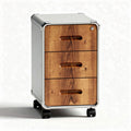 Houten ladekast op wielen met metalen rand en drie lades 40 x 30 x 60cm