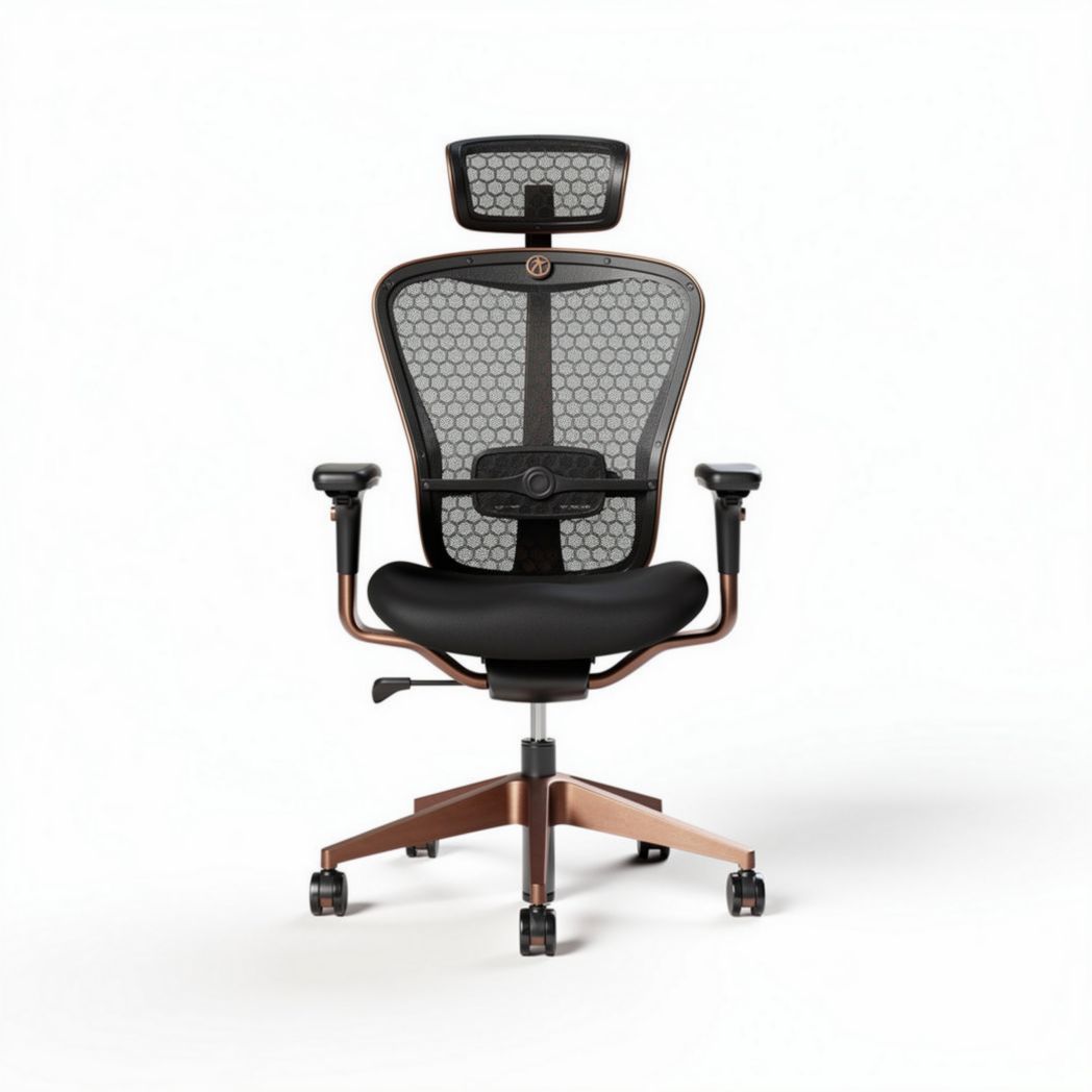Bureaustoel met mesh zitting en verstelbare rugleuning 60 x 60 x 120cm bruin zwart